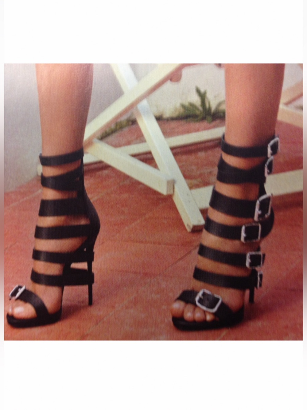 Giuseppe’s Zanotti Strappy Black 5 inch Buckle High Heels Sandals 41